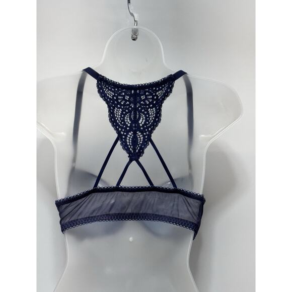 Victoria Secret Bras Dream Angels Lined Demi Blue Front Closure Lace Size 36C - Picture 2 of 6